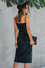 Load image into Gallery viewer, Green Leopard wrap dress 50025