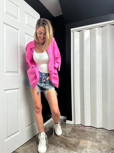 Hot Pink Linen blouse 00163