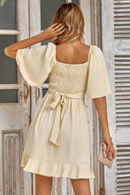 Load image into Gallery viewer, Beige baby doll wrap you up dress 50046