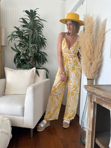 Yellow floral jumpsuit 00066