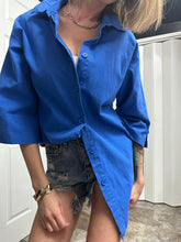 Load image into Gallery viewer, Royal Blue Linen Blouse 00162