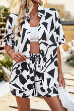 Load image into Gallery viewer, Black and White Abstract Blouse 50020