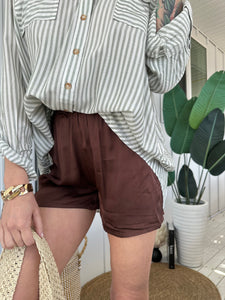 Brown Satin Short 00086