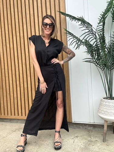 Black Linen Blouse 00025