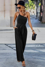 Load image into Gallery viewer, Black one shoulder jumpsuit 50045