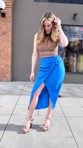 Cinched blue  midi skirt 00062