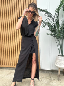 Black Linen Blouse 00025