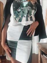 Load image into Gallery viewer, Two tone white leather skirt 30122