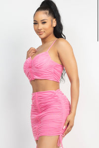 Hot Pink mesh Skirt 90011