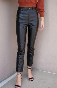 Black Faux Leather Pants 00049